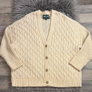 American Eagle oversized cardigan sweater textured chunky knit cream L